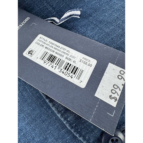 Vineyard Vines Jacket Mens XL Blue Cotton Nylon Indigo Chore Workwear Shacket - Picture 3 of 9